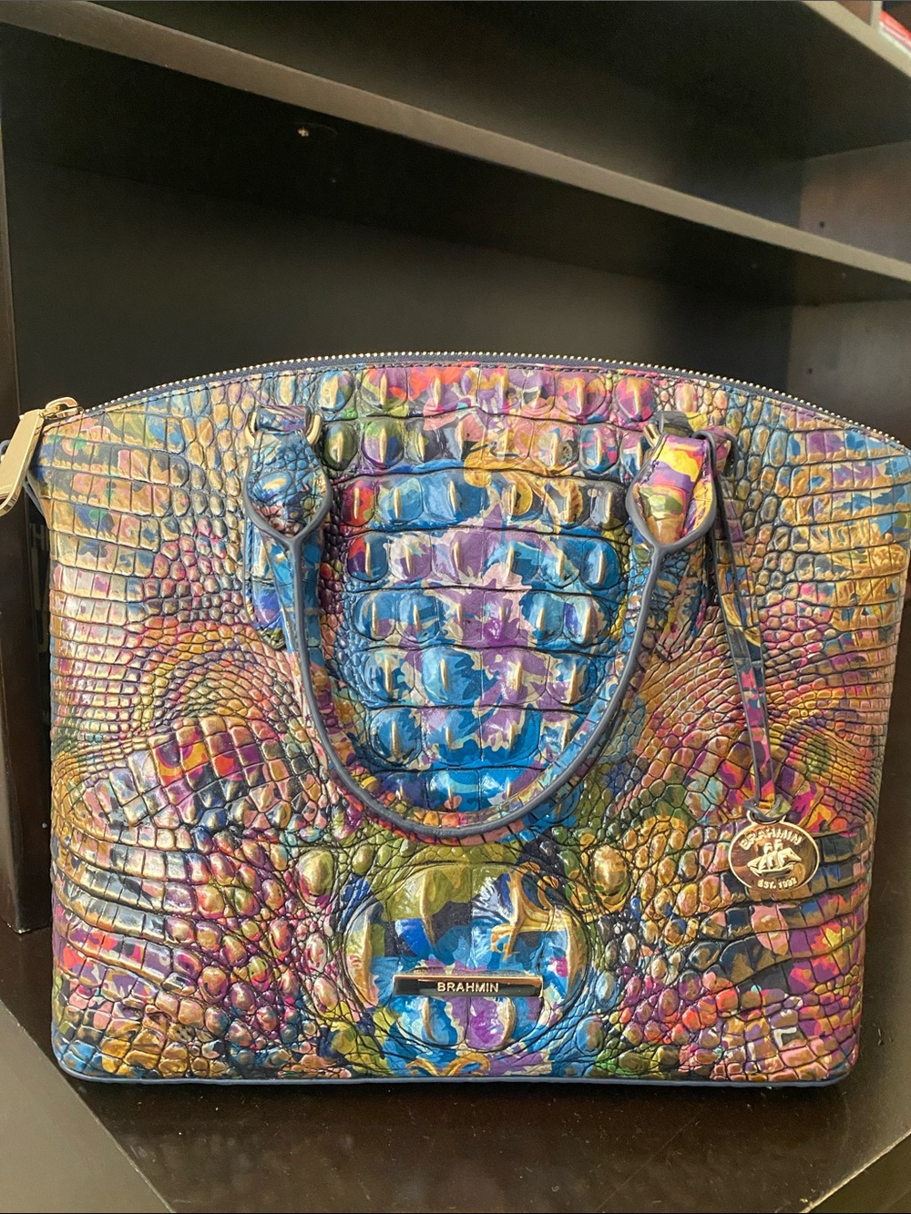 Brahmin medium Duxbury Splendor  Satchel and Addy Wallet Set Multicolor, EUC